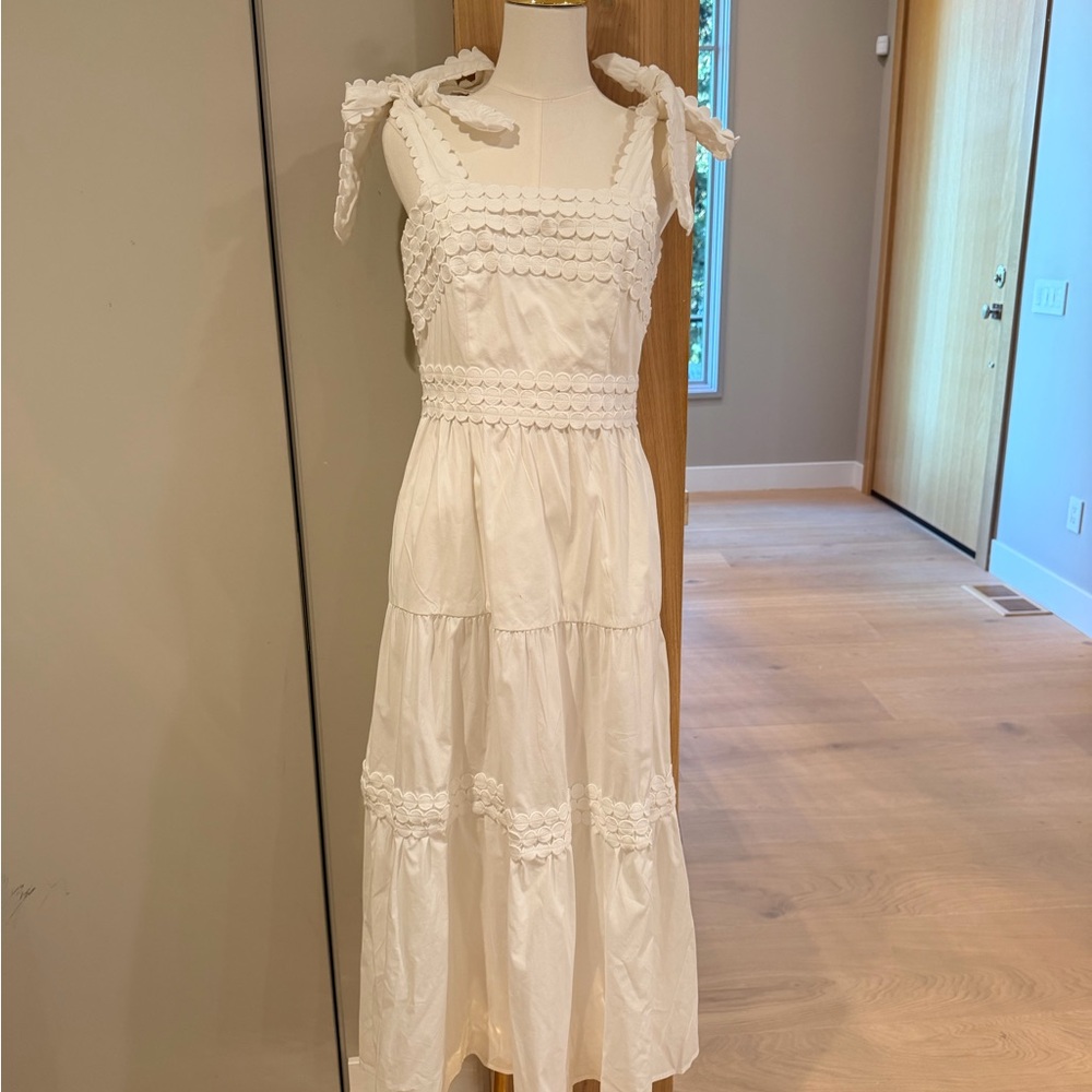 CeliaB White Midi Dress with Bow Straps